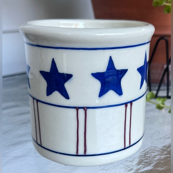 Stars & Stripes by Hartstone Pottery Stoneware Coffee Cup Mug Patriotic Initials - Picture 3 of 6